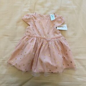 New Carter's Newborn Dress with Gold Stars, NB